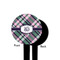 Plaid with Pop Black Plastic 4" Food Pick - Round - Single Sided - Front & Back