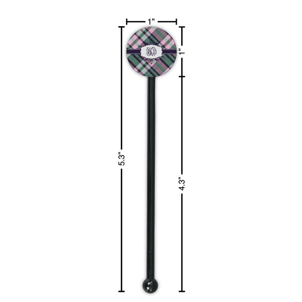 Plaid with Pop Black Plastic 5.5" Stir Stick - Round - Dimensions