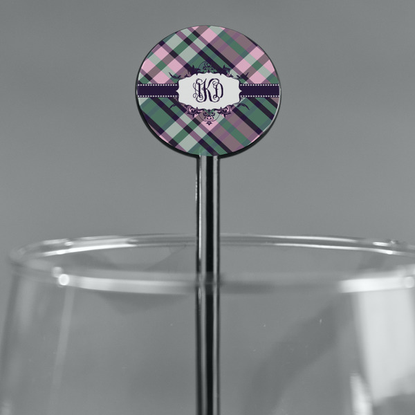 Plaid with Pop Black Plastic 5.5" Stir Stick - Round - Main