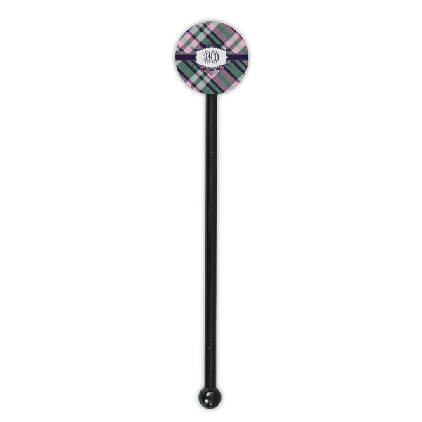 Plaid with Pop Black Plastic 5.5" Stir Stick - Round - Single Stick
