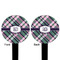 Plaid with Pop Black Plastic 6" Food Pick - Round - Double Sided - Front & Back