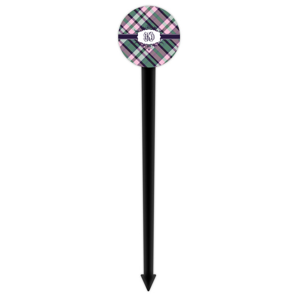 Plaid with Pop Black Plastic 6" Food Pick - Round - Single Pick