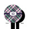 Plaid with Pop Black Plastic 6" Food Pick - Round - Single Sided - Front & Back