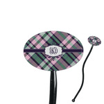 Plaid with Pop 7" Oval Plastic Stir Sticks - Black - Single Sided (Personalized)