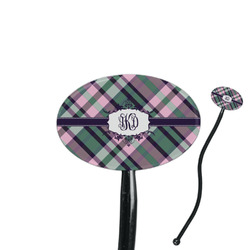 Plaid with Pop 7" Oval Plastic Stir Sticks - Black - Single Sided (Personalized)