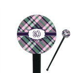 Plaid with Pop 7" Round Plastic Stir Sticks - Black - Single Sided (Personalized)