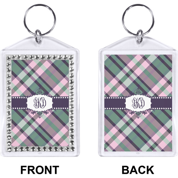 Plaid with Pop Bling Keychain (Front + Back)