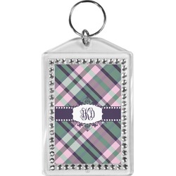 Plaid with Pop Bling Keychain (Personalized)