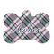 Plaid with Pop Bone Shaped Dog ID Tag - Large - Front