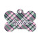 Plaid with Pop Bone Shaped Dog ID Tag - Small (Personalized)