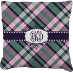 Plaid with Pop Faux-Linen Throw Pillow 16" (Personalized)