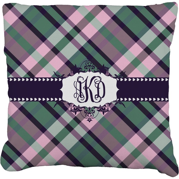 Custom Plaid with Pop Faux-Linen Throw Pillow 16" (Personalized)