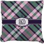 Plaid with Pop Faux-Linen Throw Pillow 20" (Personalized)