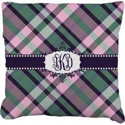 Plaid with Pop Faux-Linen Throw Pillow 20" (Personalized)