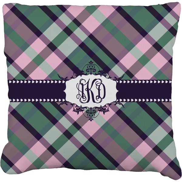 Custom Plaid with Pop Faux-Linen Throw Pillow 20" (Personalized)