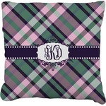 Plaid with Pop Faux-Linen Throw Pillow 26" (Personalized)