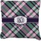 Plaid with Pop Faux-Linen Throw Pillow (Personalized)