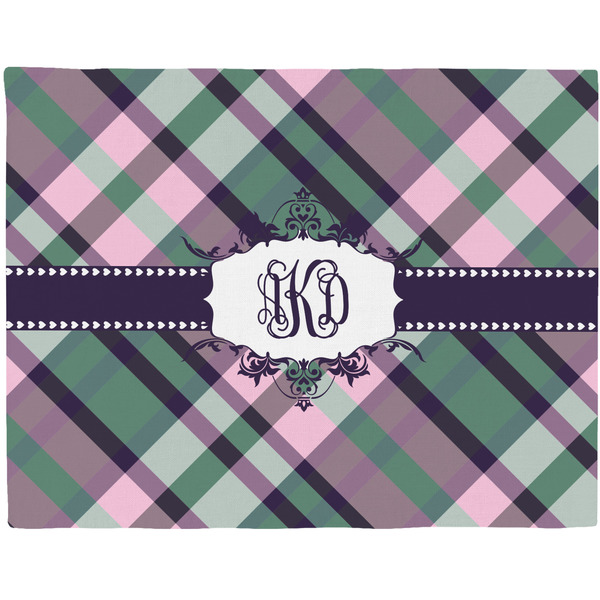 Custom Plaid with Pop Woven Fabric Placemat - Twill w/ Monogram