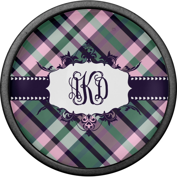 Plaid with Pop Cabinet Knob - Black - Front