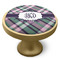 Plaid with Pop Cabinet Knob - Gold - Side