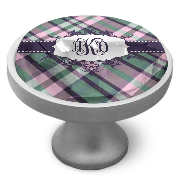 Plaid with Pop Cabinet Knob - Nickel - Side