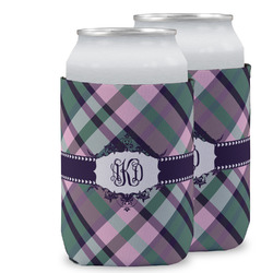 Plaid with Pop Can Cooler (12 oz) w/ Monogram