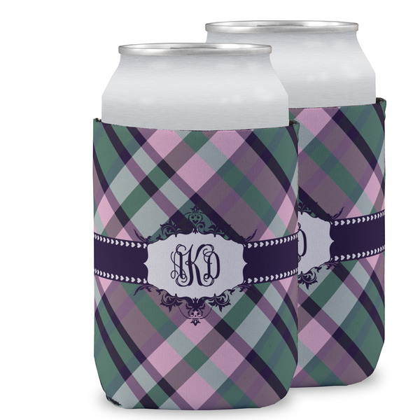 Custom Plaid with Pop Can Cooler (12 oz) w/ Monogram