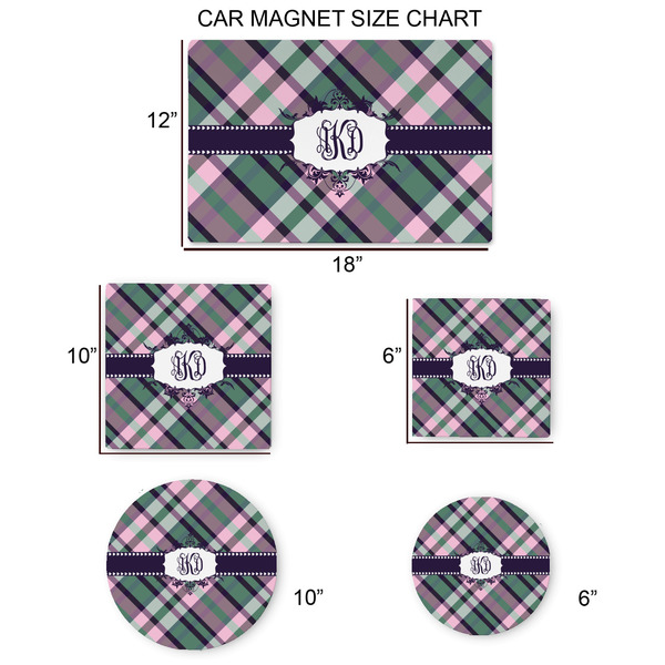 Plaid with Pop Car Magnets - SIZE CHART