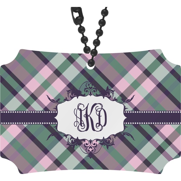 Custom Plaid with Pop Rear View Mirror Ornament (Personalized)