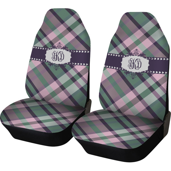 Custom Plaid with Pop Car Seat Covers (Set of Two) (Personalized)