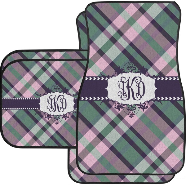Custom Plaid with Pop Car Floor Mats Set - 2 Front & 2 Back (Personalized)