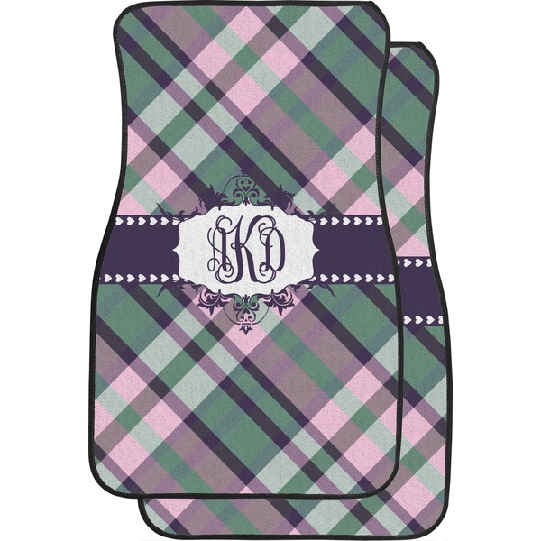 Custom Plaid with Pop Car Floor Mats (Front Seat) (Personalized)