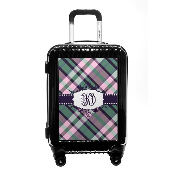Custom Plaid with Pop Carry On Hard Shell Suitcase (Personalized)
