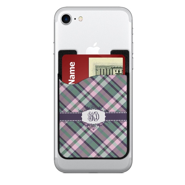 Custom Plaid with Pop 2-in-1 Cell Phone Credit Card Holder & Screen Cleaner (Personalized)