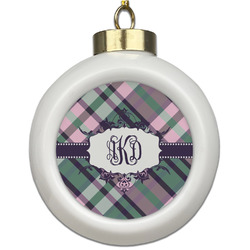 Plaid with Pop Ceramic Ball Ornament (Personalized)
