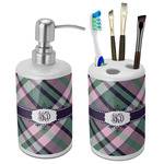 Plaid with Pop Ceramic Bathroom Accessories Set (Personalized)