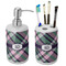 Plaid with Pop Ceramic Bathroom Accessories Set (Personalized)