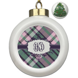 Plaid with Pop Ceramic Ball Ornament - Christmas Tree (Personalized)