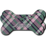 Plaid with Pop Ceramic Dog Ornament - Front & Back w/ Monogram