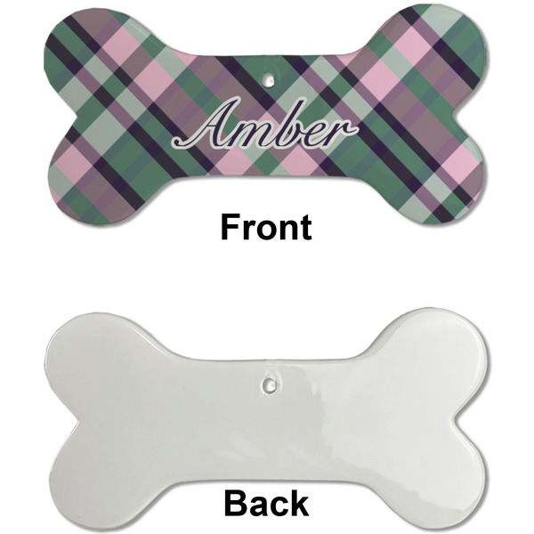 Plaid with Pop Ceramic Flat Ornament - Bone Front & Back Single Print (APPROVAL)