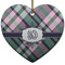 Plaid with Pop Ceramic Flat Ornament - Heart (Front)