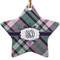 Plaid with Pop Ceramic Flat Ornament - Star (Front)