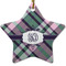 Plaid with Pop Star Ceramic Ornament w/ Monogram