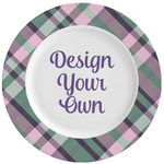 Plaid with Pop Ceramic Dinner Plates (Set of 4) (Personalized)