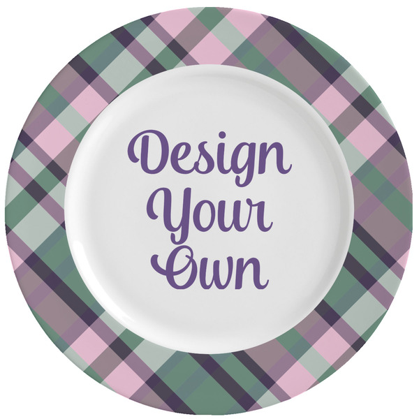 Custom Plaid with Pop Ceramic Dinner Plates (Set of 4) (Personalized)