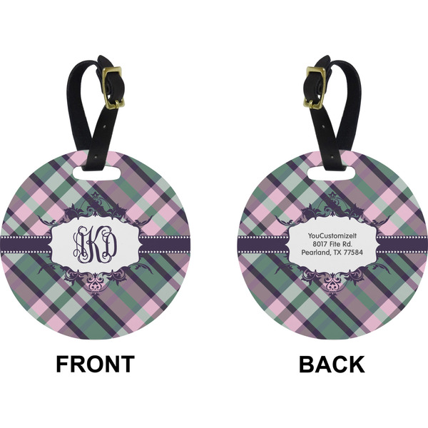 Plaid with Pop Circle Luggage Tag (Front + Back)