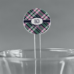 Plaid with Pop 5.5" Round Plastic Stir Sticks - Clear (Personalized)