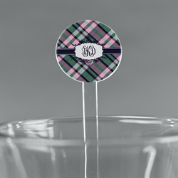 Plaid with Pop 5.5" Round Plastic Stir Sticks - Clear (Personalized)