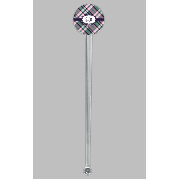 Plaid with Pop Clear Plastic 7" Stir Stick - Round - Single Stick