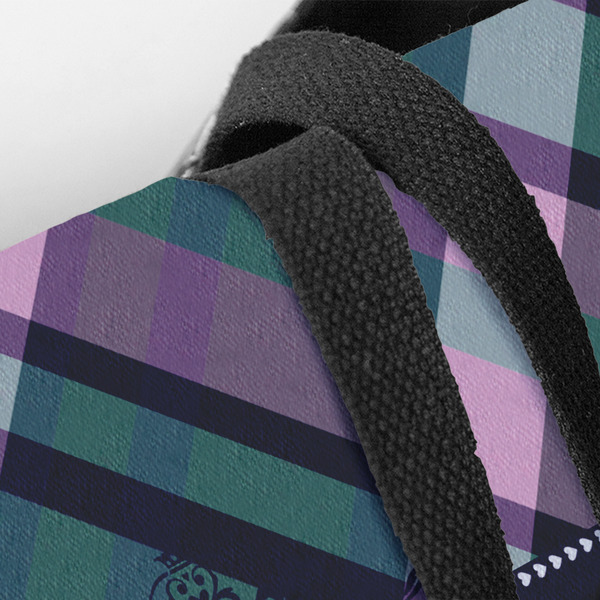 Plaid with Pop Closeup of Tote w/Black Handles